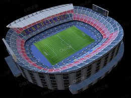 低模足球场全景鸟瞰C4D模型Camp-Nou-Stadium
