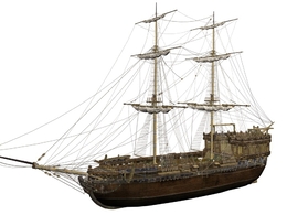 古代大型海上航行帆船C4D模型 Seatraveler sail up