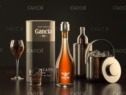 C4D OC酒瓶酒杯渲染模型