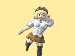 抬腿比耶的卡通素描女孩动漫人物角色C4D绑定模型BuffAme
