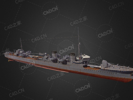 日本海军睦月级驱逐舰一型驱逐舰C4D模型下载Mutsuki 3d model