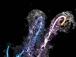 流体水花水柱flowfield fluid letter r16-r23 x-particles cycles4d