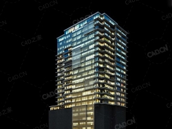 夜间摩天大楼办公楼写字楼C4D模型 Archmodels Vol.103_Night Skyscrapers - model-11