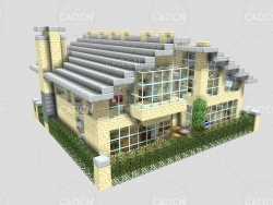 C4D我的世界像素方块房子模型
