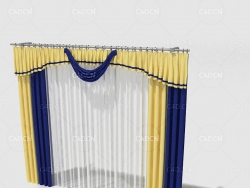 C4D卧室包含纱窗窗幔的窗帘模型 Curtain 3D Model-34