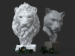 狮头豹头雕塑工艺品