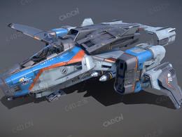 C4D科幻海盗战斗机科幻飞船太空舰飞船科幻飞行器太空船外星战舰模型Sci Fi Modular Pi