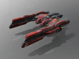 C4D轻型护卫舰科幻飞船太空舰飞船科幻飞行器太空船外星战舰模型Light Frigate GK3