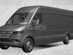 灰色福莱纳货运面包车封闭玻璃货车2019款C4D汽车模型下载