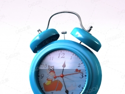 蓝色复古闹钟C4D模型