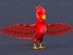 闭眼的红色小鹦鹉C4D模型parrot piero