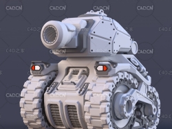 卡通科幻履带式坦克C4D模型chibitank_ex1