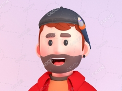 戴帽子的大胡子画家艺术家卡通人物头像C4D模型ARTIST
