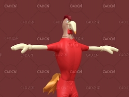 卡通红公鸡角色C4D模型 Rusti the rooster