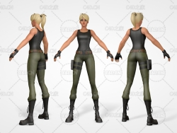 卡通女兵 女战士 Army Girl Cartoon Character