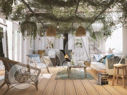 C4D OCTANE室内阅览室图书馆模型 Reading room Octane Render 3D model