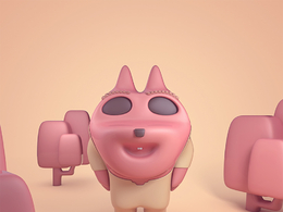 C4D卡通抽象的宠物狗形象模型 Cartoon pet dog（S387-小黑 原创作品）