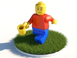草坪上的乐高玩具C4D模型 Lego