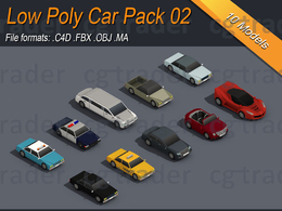 10辆低多边形汽车C4D模型 Low Poly Car Pack 02 Isometric Low-poly 3D model