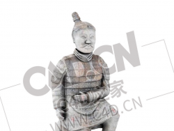 单腿跪的秦始皇兵马俑雕像C4D模型下载
