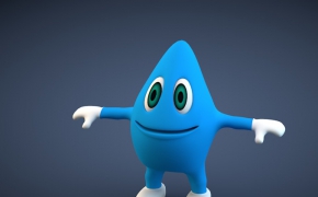 环保卡通形象模型：《爱护水资源》水滴卡通形象C4D模型