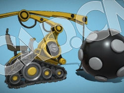 C4D低面卡通吊车能量球模型