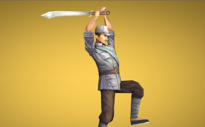 八路军手拿大刀跳起来砍向敌人C4D动画模型（含绑定/动画）