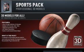 E3D体育休闲3D模型合集（保龄球、网球拍、篮球等）Videocopilot – Sports Pack