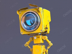 可爱的黄色生锈金属机器人C4D模型camboto