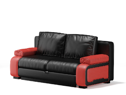 黑红相间客厅真皮双人沙发C4D模型