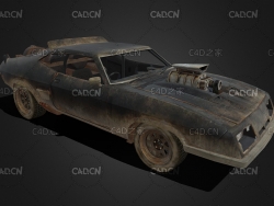 破旧的生锈汽车 报废的福特猎鹰武装汽车C4D模型
