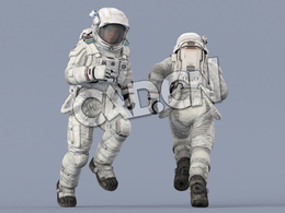 奔跑的白色太空服年轻男性宇宙航天员Run