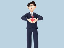 商务职场男性胸前双手比心姿势男孩西装人物C4D OCTANE模型下载