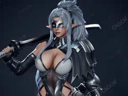 黑暗精灵游戏性感女侠C4D模型 ArtStation – Dark Elf Blader – Game Ready