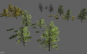 C4D景观树木花卉模型 3D model of landscape trees and flowers