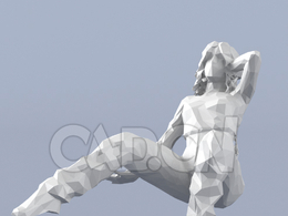 低面多边形卡通人物半躺的女人模型