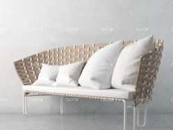 布条交错编织时尚多人沙发椅C4D模型 chair 3d model