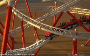 C4D教程 使用RollerCoaster预设工作流程 逼真的过山车效果模拟