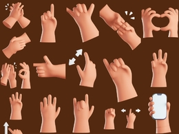 25个卡通手势3D图标模型合集
