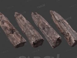 C4D腐朽的木头桩模型下载 woodLog_2