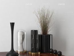 摆件装饰品c4d玻璃罩人像雕塑艺术花瓶模型下载