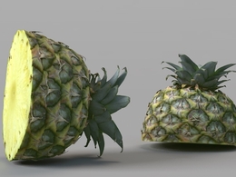 一半菠萝C4D模型 Half Pineapple 3d model