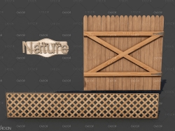 实木门 栅栏C4D模型 Wooden Objects-Prop