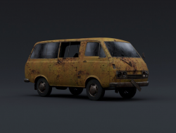 破损的黄色小面包车C4D模型Yellow Van