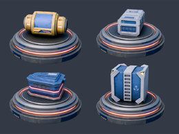 20组科幻能量武器设备模型素材Cinema 4D/Blender/Unreal Engine Massive Stylized Sci-Fi Crate Pack