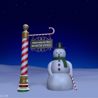 圣诞节雪人C4D模型 Complete scene of everything you see here plus textures