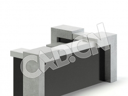 C4D企业前台接待台模型 Black and Grey Reception Desk 3D Model