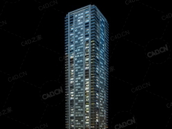 夜间摩天大楼办公楼写字楼C4D模型 Archmodels Vol.103_Night Skyscrapers - model-22
