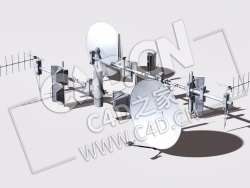 卫星天线信号接收C4D模型 Antenna