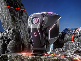 C4D OC水边石头上的科幻电脑主机模型